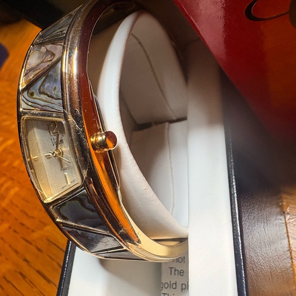 Abalone Inlay Gold Tone Watch - Picture 3 of 4